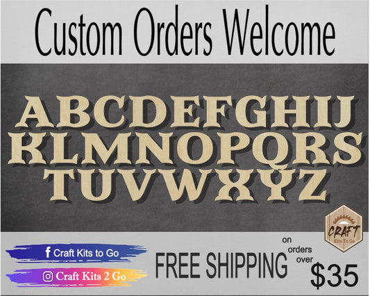 Custom Letters & Numbers Letters #3595 - Multiple Sizes Available - Unfinished Wood Cutout Shapes