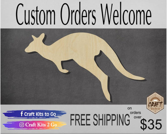 Kangaroo Cutout Zoo Animal cutouts wood cutouts DIY Paint kit #3827 - Multiple Sizes Available - Unfinished Cutout Shapes