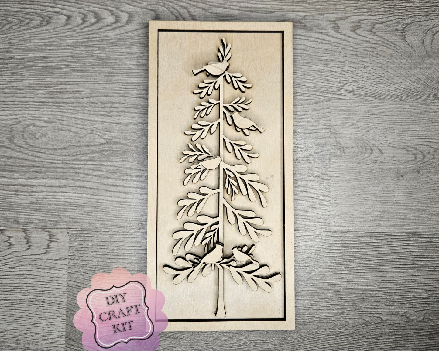 Primitive Christmas Tree with Cardinals | #4498