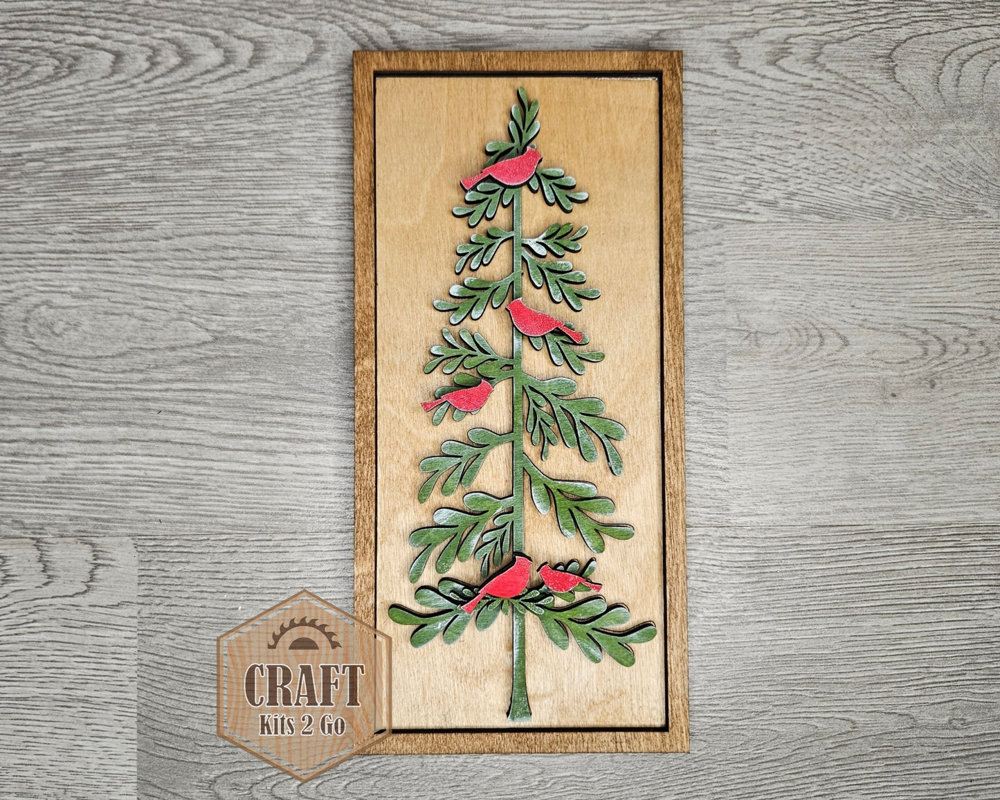 Primitive Christmas Tree with Cardinals | #4498