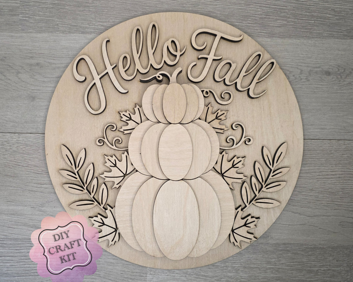 Hello Fall Craft Kit Hello Fall Stacked Pumpkins | #5028 – Wholesale Craft Kits 2 Go