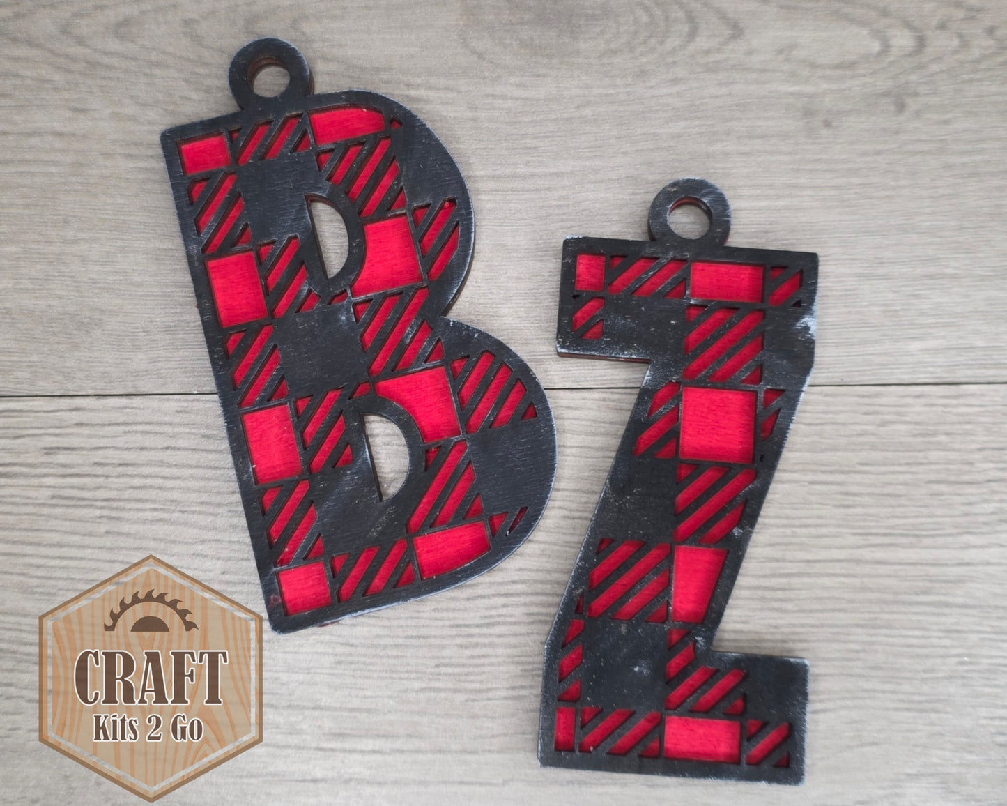Plaid Letter Ornament | #5214