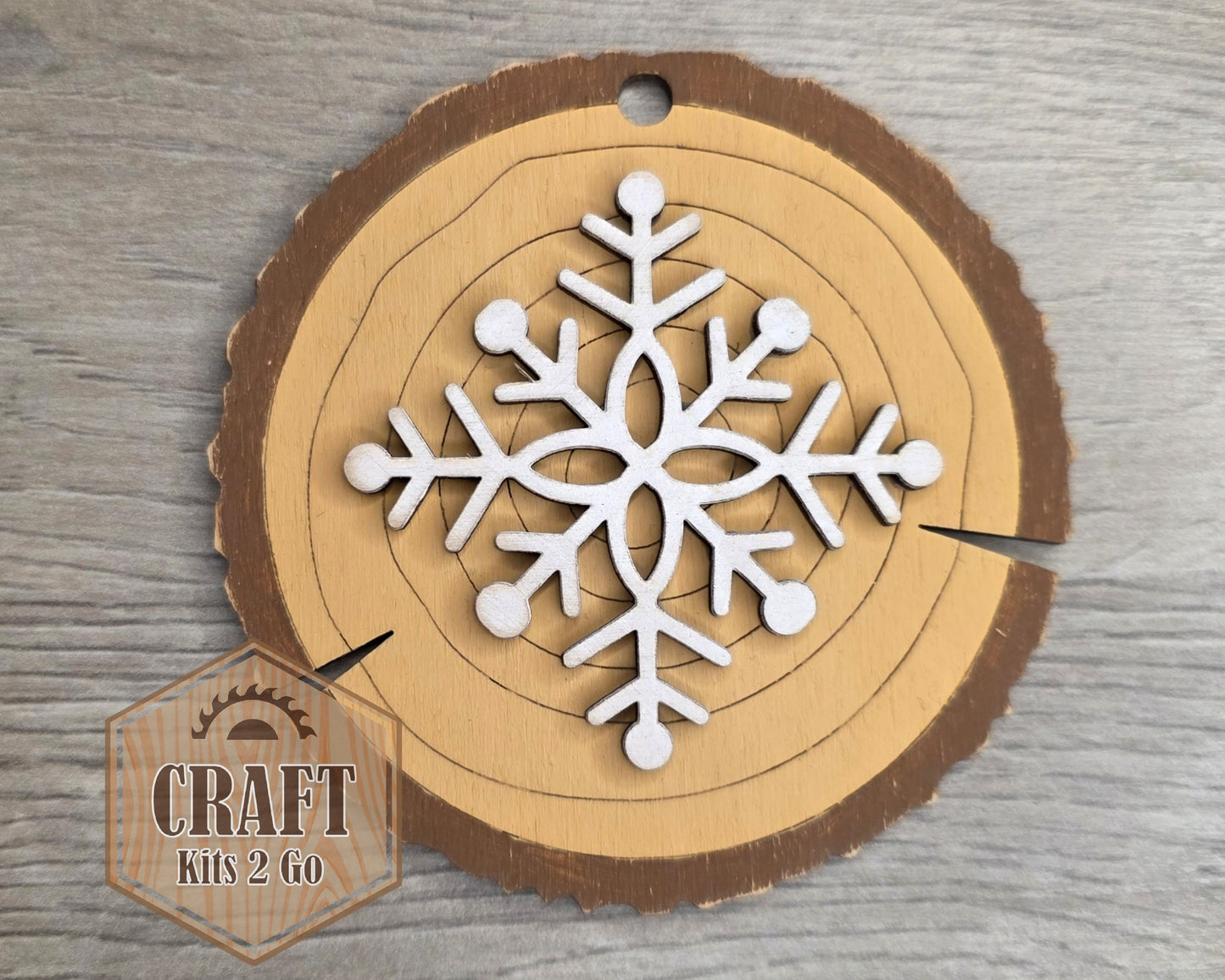 Snowflake Wood Slice Ornament | #5241
