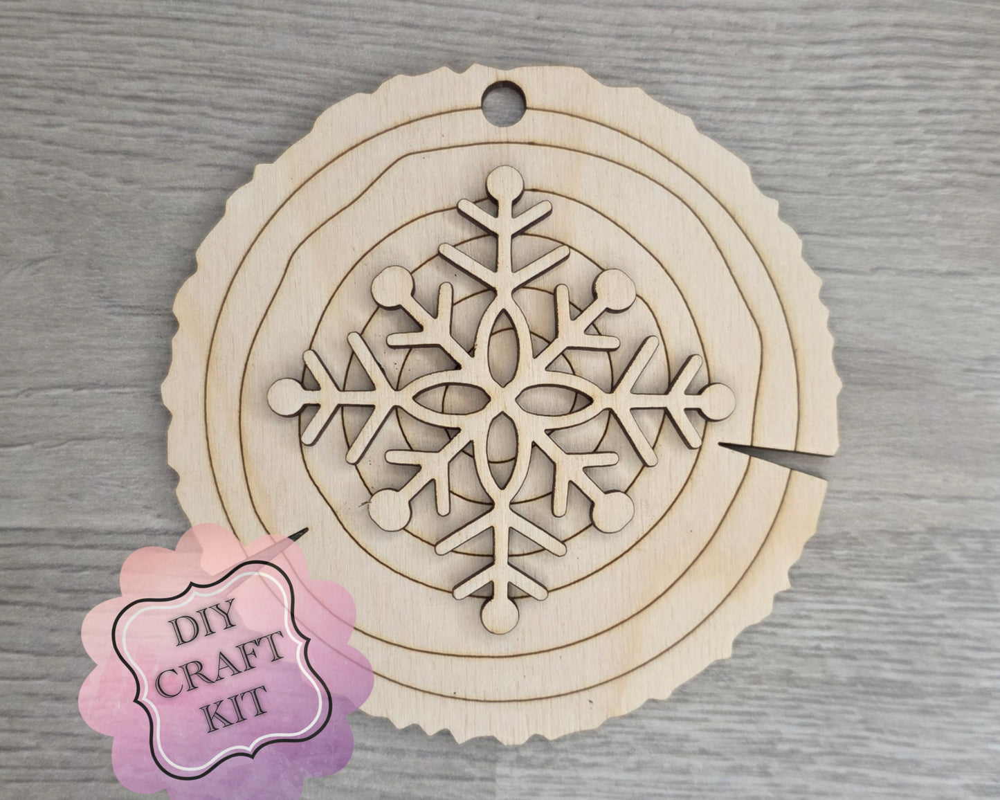 Snowflake Wood Slice Ornament | #5241
