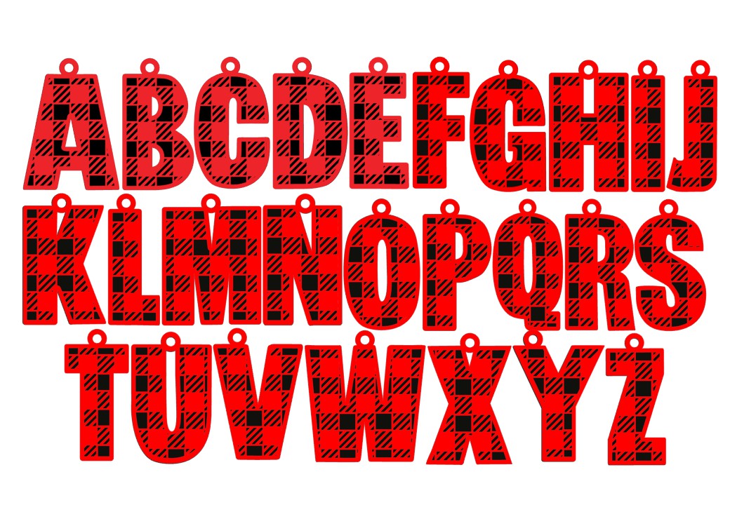 Plaid Letter Ornament | #5214