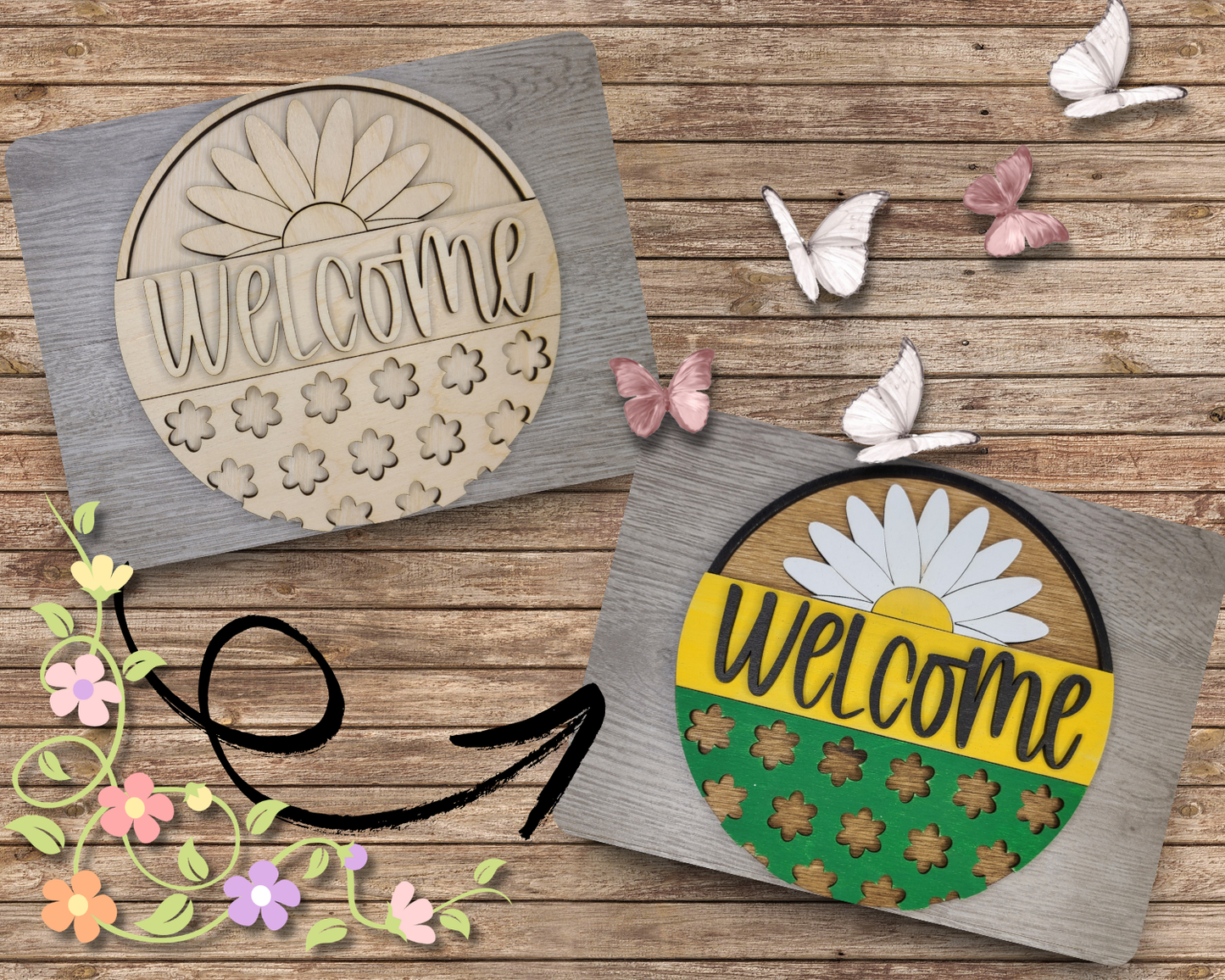 Daisy Welcome Sign | #3123