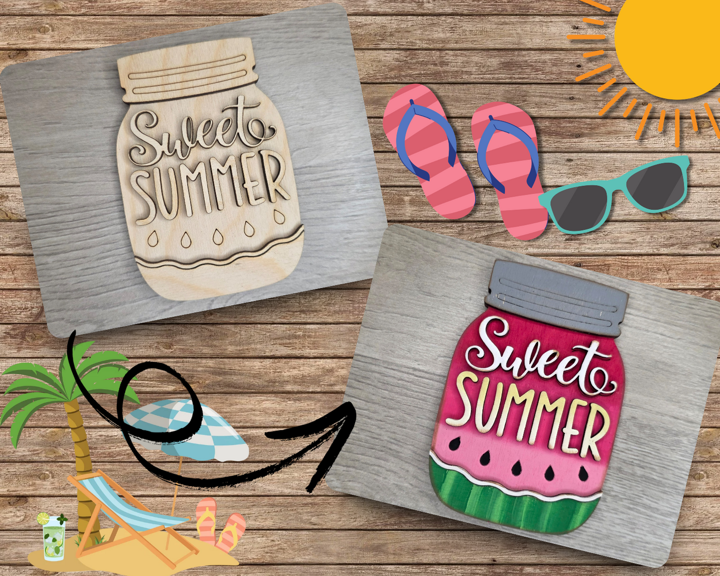 Hello Summer Watermelon Mason Jar | #2985