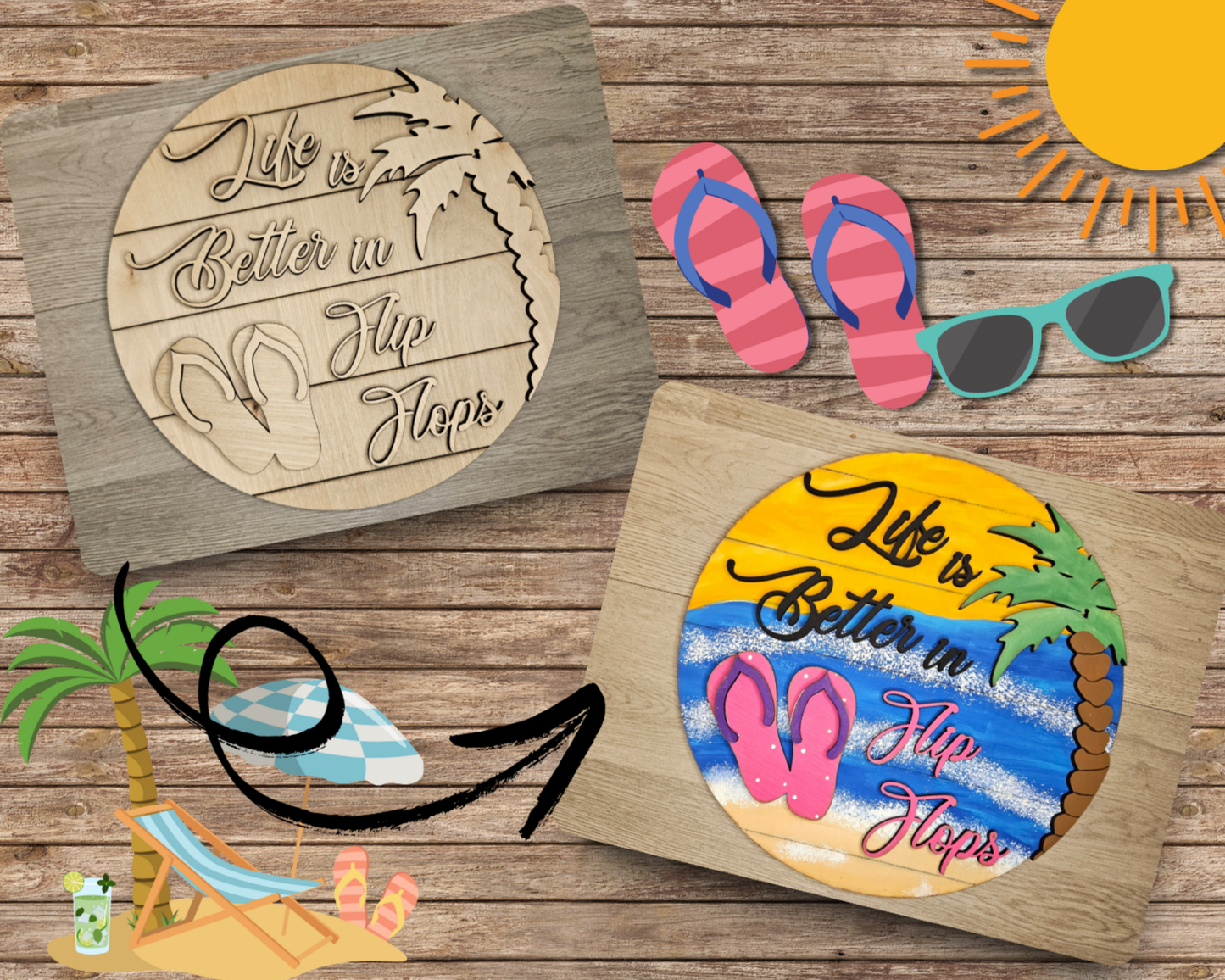 Life is Better in Flip Flops Beach Sign | #4051