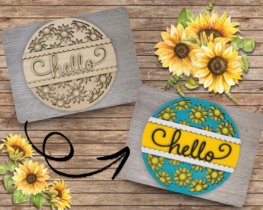 Hello Sunflower Sign | #3099