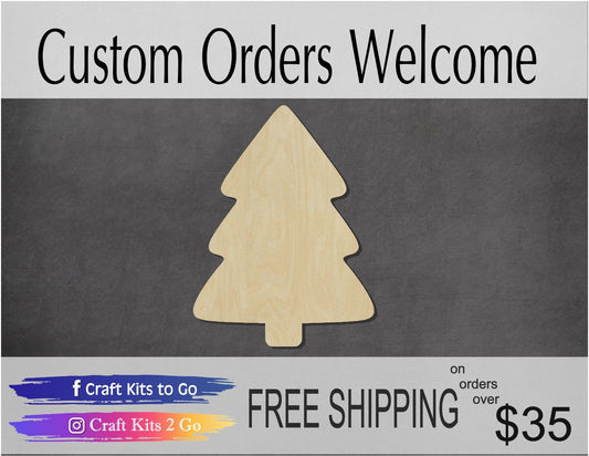 Christmas Tree Wood Cutout #1009 - Multiple Sizes Available - Unfinished Wood Cutout Shapes