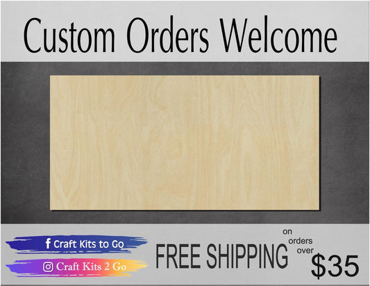 Rectangle Wood Cutout #1024 - Multiple Sizes Available - Unfinished Wood Cutout Shapes
