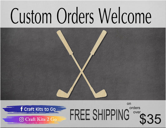 Golf Clubs Wood Cutout #1034 - Multiple Sizes Available - Unfinished Wood Cutout Shapes