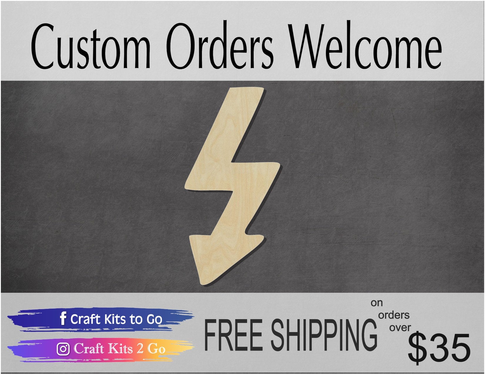 Bolt Arrow Wood Cutout #1044 - Multiple Sizes Available - Unfinished Wood Cutout Shapes