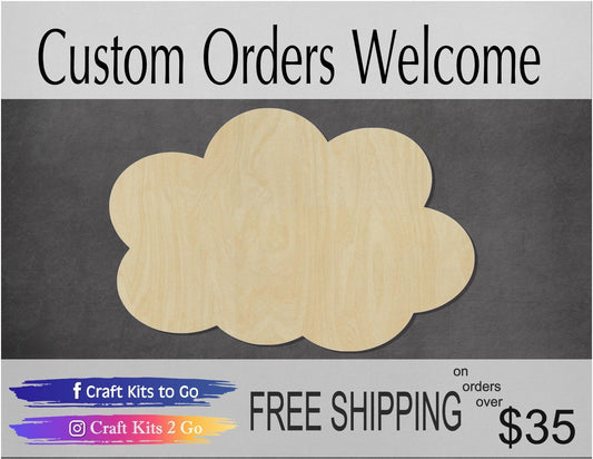 Fluffy Cloud Blank Cloud Cutout #1054 - Multiple Sizes Available - Unfinished Wood Cutout Shapes