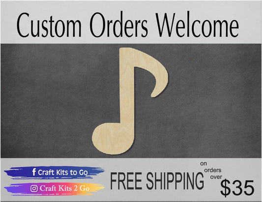 Music Note blank band music notes music cutout #1082 - Multiple Sizes Available - Unfinished Wood Cutout Shapes