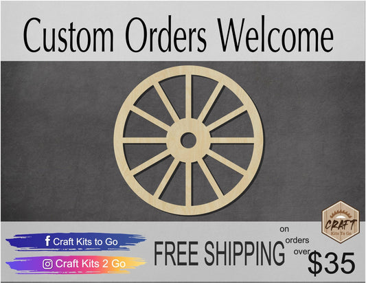 Wagon Wheel Wood Cutouts Pioneer DIY Paint History #2185 - Multiple Sizes Available - Unfinished wood Cutout Shapes