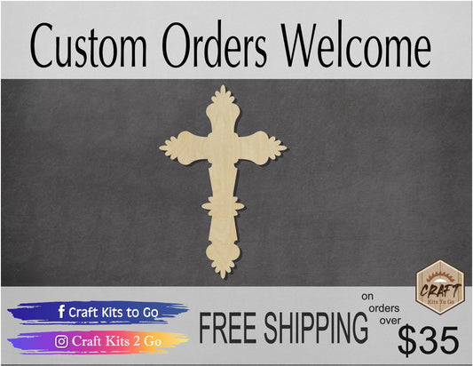 Crucifix wood blank cutouts Religion Church DIY paint kit #1398 - Multiple Sizes Available - Unfinished Cutout Shapes