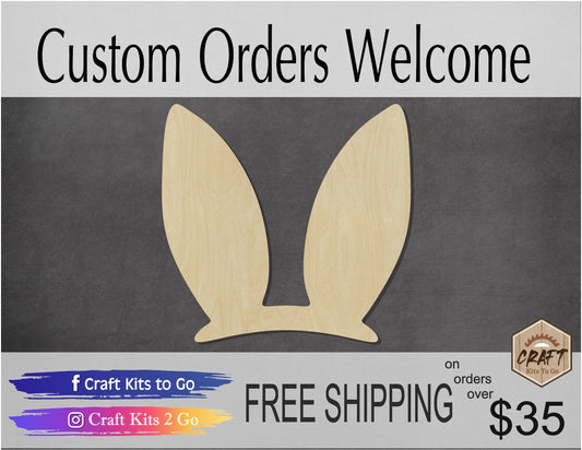 Easter Bunny Ears cutout wood blank cutouts Easter craft Easter Bunny DIY Paint #1422 - Multiple Sizes Available - Unfinished Cutout Shapes