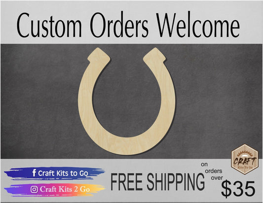 Horse Shoe wood cutout wood shapes DIY Paint #1610 - Multiple Sizes Available - Unfinished Wood Cutouts Shapes