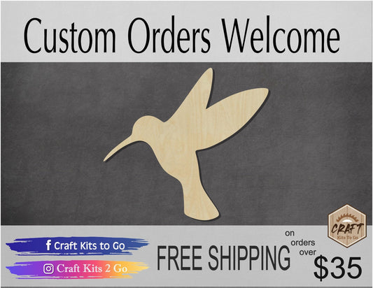 Humming Bird wood cutout wood shapes Birds Animal cutouts DIY Paint #1618 - Multiple Sizes Available - Unfinished Wood Cutouts Shapes