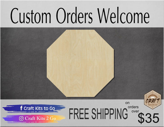 Octagon wood shape wood cutouts shape cutouts DIY Paint kit #1793 - Multiple Sizes Available - Unfinished Wood Cutout Shapes