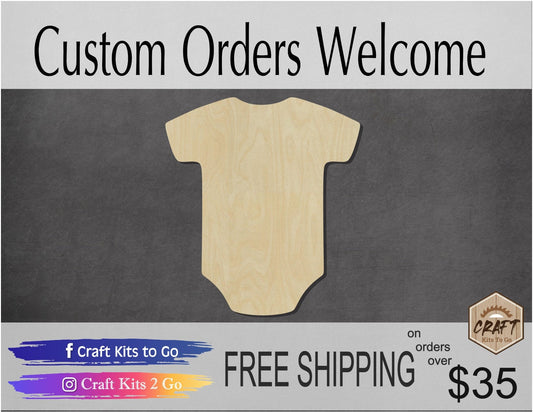 Onsie wood shape wood cutouts Baby Shower Infant Baby DIY Paint kit #1800 - Multiple Sizes Available - Unfinished Wood Cutout Shapes