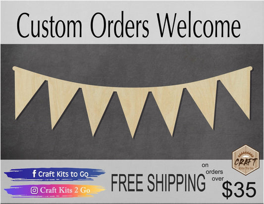 Banner wood shape wood cutout celebrate celebration DIY paint kit #1835 - Multiple Sizes Available - Unfinished Wood Cutout Shapes