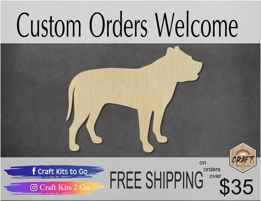 Pit Bull wood shape wood cutouts dog cutouts animal cutouts DIY Paint kit #1861 - Multiple Sizes Available - Unfinished Wood Cutout Shapes