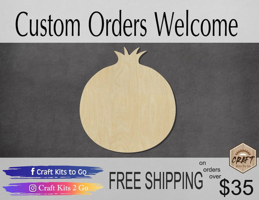 Pomegranate wood shape wood cutouts food cutouts food shapes DIY Paint #1872 - Multiple Sizes Available - Unfinished Wood Cutout Shapes