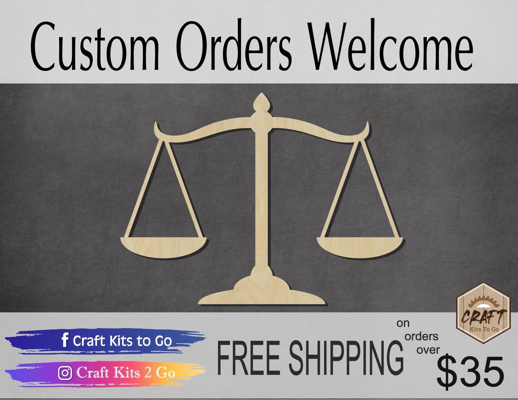 Scales of Justice wood shape wood cutouts Court Judge DIY paint kit #1964 - Multiple Sizes Available - Unfinished Wood Cutout Shapes