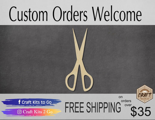Scissors wood shape wood cutouts Hair Stylist Barber DIY paint kit #1967 - Multiple Sizes Available - Unfinished Wood Cutout Shapes