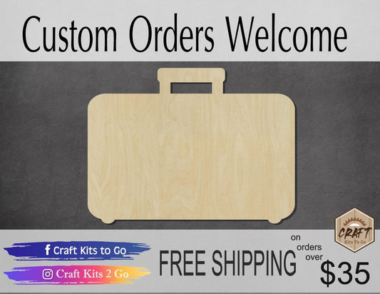 Suitcase wood shape wood cutouts Travel Vacation DIY paint kit #2069 - Multiple Sizes Available - Unfinished Wood Cutout Shapes