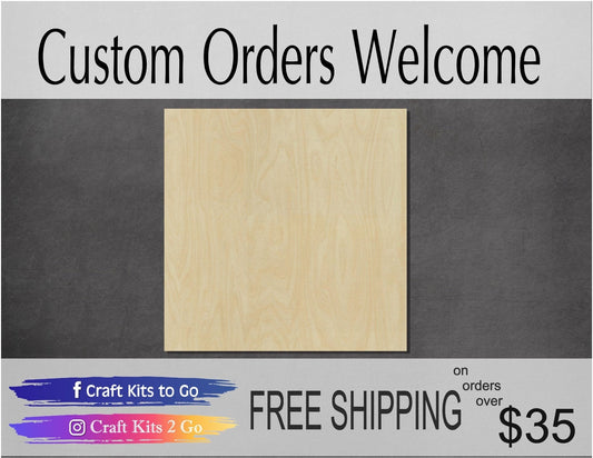 Square Wood Cutout #1030 - Multiple Sizes Available - Unfinished Wood Cutout Shapes