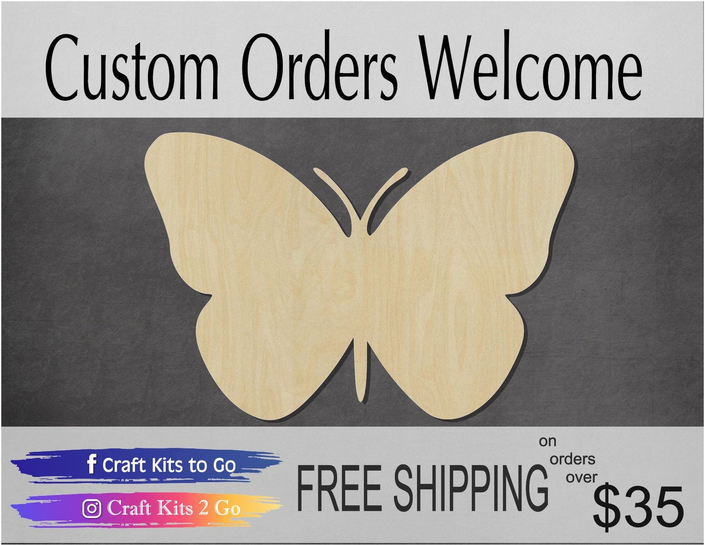 Butterfly Cutout #1046 - Multiple Sizes Available - Unfinished Wood Cutout Shapes