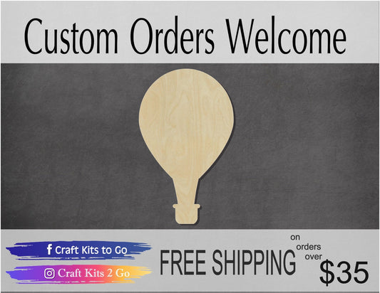 Hot Air Balloon with Basket Blank Hot air balloon cutout #1070 - Multiple Sizes Available - Unfinished Wood Cutout Shapes