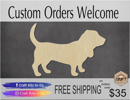 Basset hound Dog Cutouts blank wood Animal cutouts #1190 - Multiple Sizes Available - Unfinished Cutout Shapes