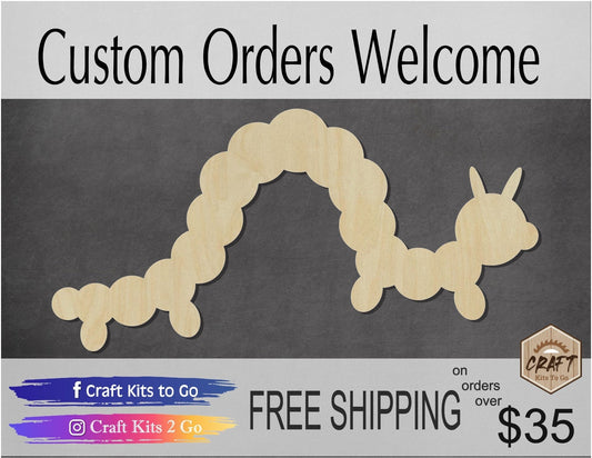 Caterpillar blank wood cutouts Animal cutouts Farm animals Garden Flowers #1265 - Multiple Sizes Available - Unfinished Wood Cutout Shapes