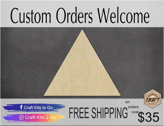 Triangle Shape wood blank cutouts Paint kit #2127 - Multiple Sizes Available - Unfinished Cutout Shapes