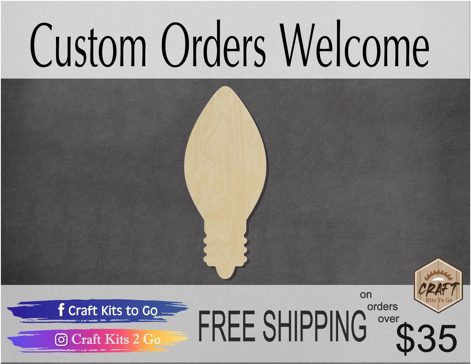 Christmas Light Bulb Christmas time blank wood cutouts Christmas Craft DIY #1309 - Multiple Sizes Available - Unfinished Cutout Shapes