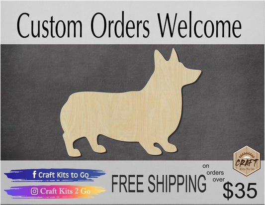 Corgi Dog wood blank cutouts Paint yourself Paint kit DIY Mans best friend #1325 - Multiple Sizes Available - Unfinished Cutout Shapes