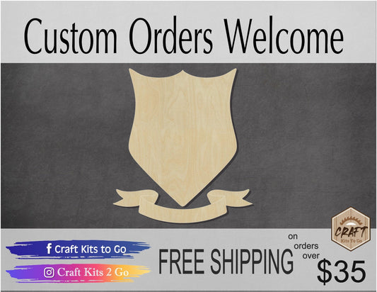 Coat of Arms blank wood cutouts DIY Paint kit Paint yourself #1343 - Multiple Sizes Available - Unfinished Cutout Shapes