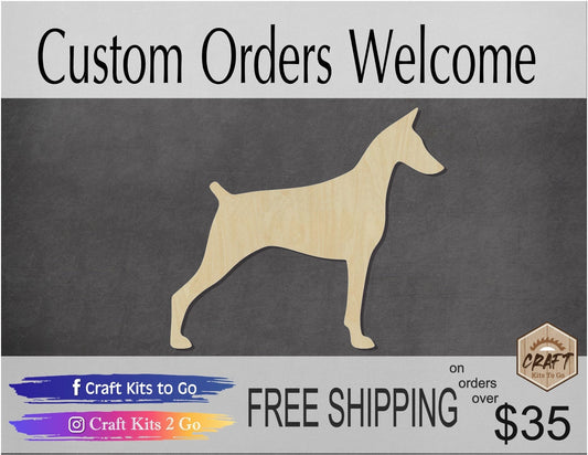 Doberman Dog cutout wood blanks mans best friend DIY paint kit #1381 - Multiple Sizes Available - Unfinished Cutout Shapes