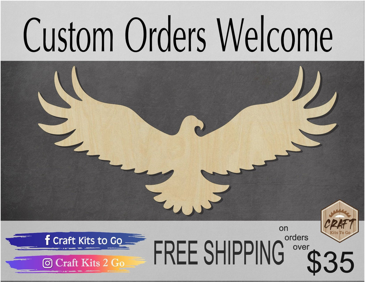 Eagle cutout wood cutouts American Eagle bald eagle DIY paint kit #1419 - Multiple Sizes Available - Unfinished Cutout Shapes