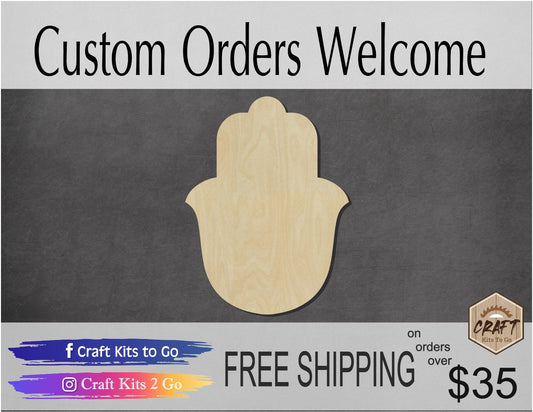Hamsa wood shapes DIY paint kit Paint yourself Craft night #1576 - Multiple Sizes Available - Unfinished Cutout Shapes