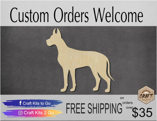 Great Dane dog wood cutout Pets animal cutouts mans best friend DIY paint #1554 - Multiple Sizes Available - Unfinished wood cutouts shapes