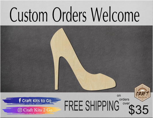 High Heel wood cutout wood shapes #1599 - Multiple Sizes Available - Unfinished Wood Cutouts Shapes
