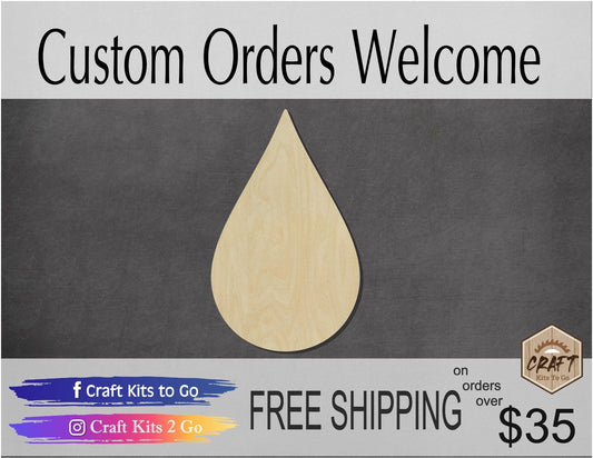 Rain Drop wood cutouts wood shapes Rain drops Raining Weather DIY paint kit #1676 - Multiple Sizes Available - Unfinished Wood Cutout Shapes
