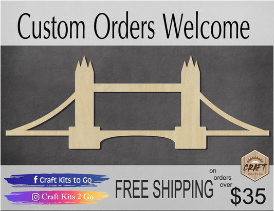 London Bridge wood cutouts wood shapes bridges Place DIY Paint kit #1703 - Multiple Sizes Available - Unfinished Wood Cutout Shapes
