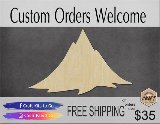 Mountain wood shape wood cutouts Mountain range Camping Outdoors DIY Paint #1762 - Multiple Sizes Available - Unfinished Wood Cutout Shapes
