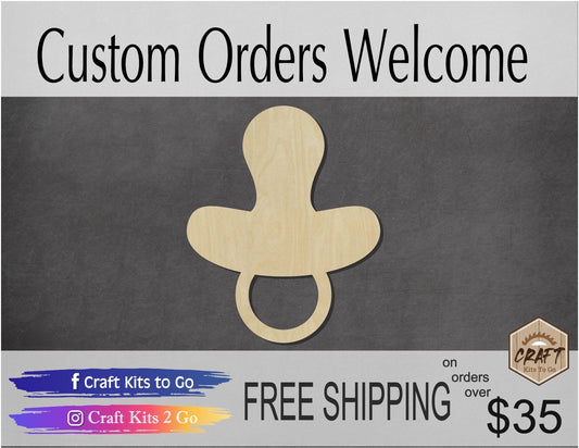 Pacifier wood shape wood cutouts baby shower infant baby DIY Paint kit #1812 - Multiple Sizes Available - Unfinished Wood Cutout Shapes